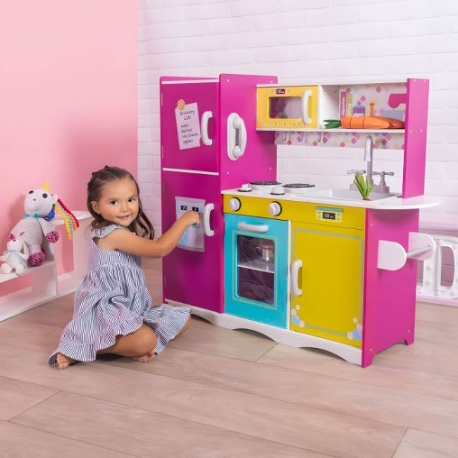Bucatarie din lemn pentru copii cu accesorii, 92 x 29.5 x 83 cm, ecotoys tl40027 edeeditl40027