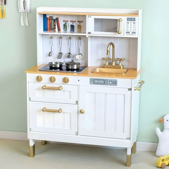 Bucatarie mare din lemn pentru copii cu accesorii, 70 x 30 x 93.5 cm, ecotoys 7275 edeedi7275