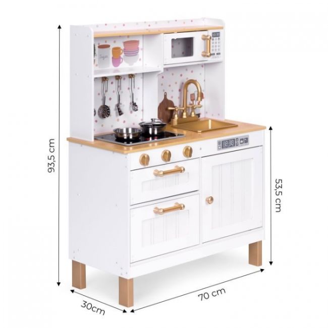 Bucatarie mare din lemn pentru copii cu accesorii, 70 x 30 x 93.5 cm, ecotoys 7275 edeedi7275