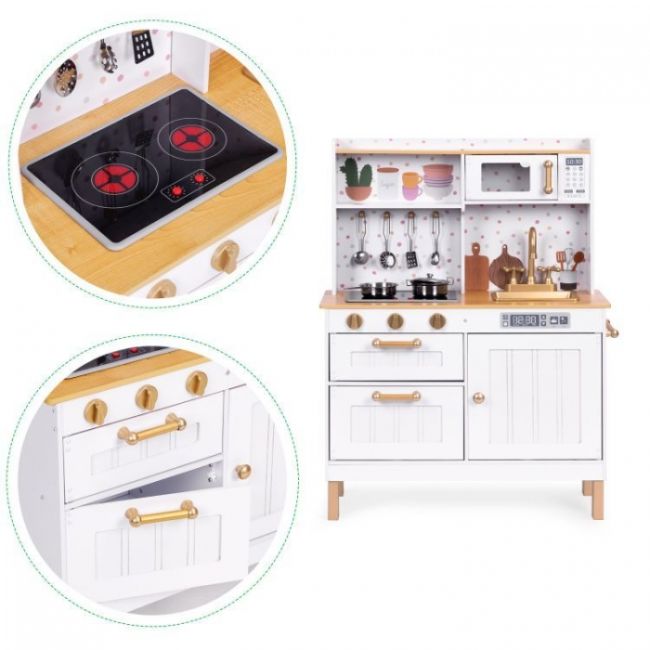 Bucatarie mare din lemn pentru copii cu accesorii, 70 x 30 x 93.5 cm, ecotoys 7275 edeedi7275