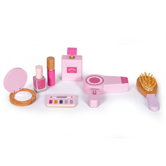 Masuta de toaleta pentru copii cu oglinda si 7 accesorii 54 x 38 x 88 cm ecotoys 2950 - roz edeedi2950