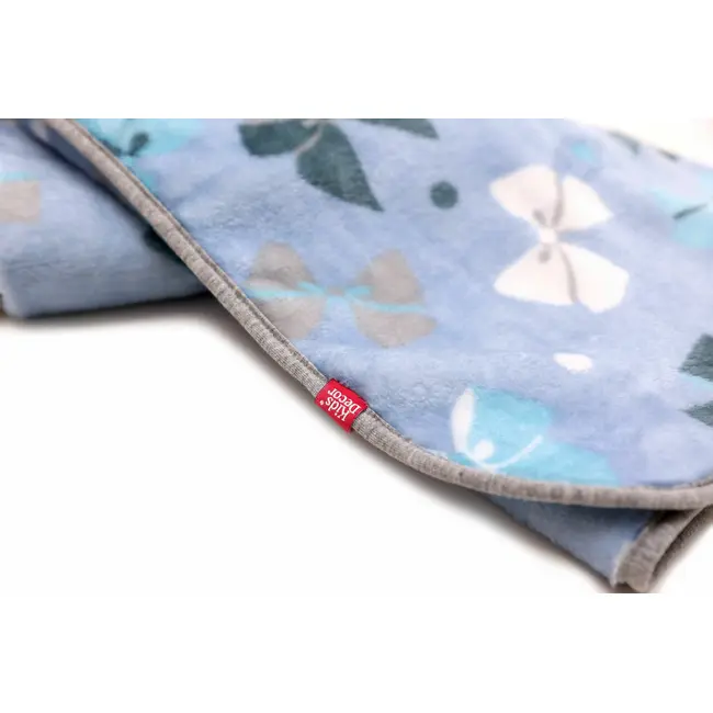 Paturica pufoasa de plus,  2 fete, bleu cu fundite, gri cu buline, 75x75 cm KDEPP2BG7575