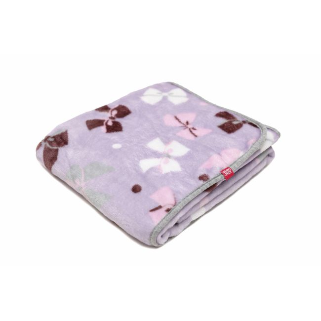 Paturica pufoasa de plus, 2 fete, mov cu fundite, gri cu buline, 75x75 cm KDEPP2MG7575
