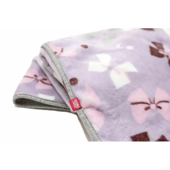 Paturica pufoasa de plus, 2 fete, mov cu fundite, gri cu buline, 75x75 cm KDEPP2MG7575