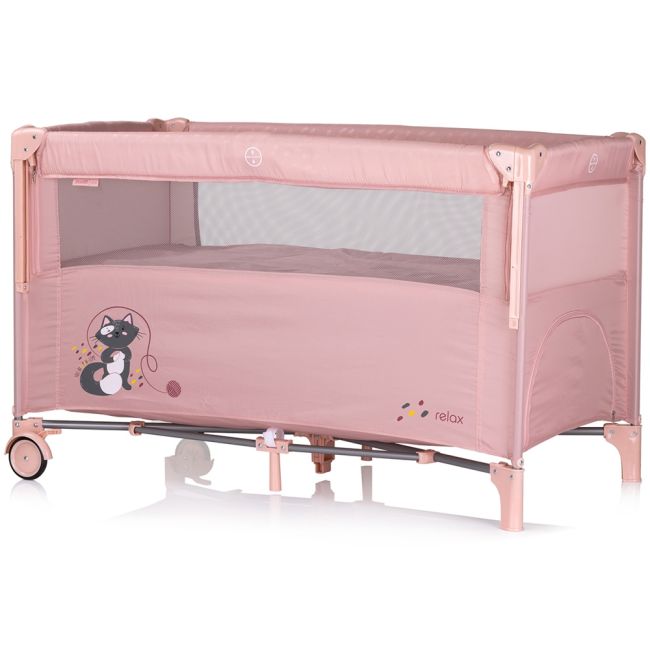 Patut pliabil chipolino relax pink marshmallow cu laterala culisanta hubkosire259pm