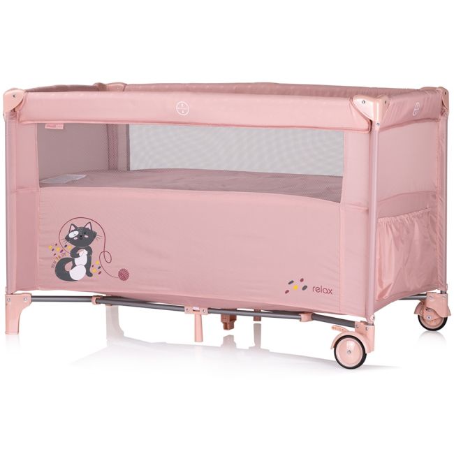 Patut pliabil chipolino relax pink marshmallow cu laterala culisanta hubkosire259pm