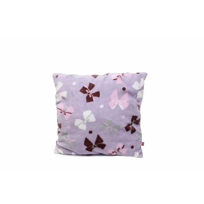 Perna pufoasa de plus cu doua fete  mov cu fundite fata /gri cu buline verso KDEP2MG4040