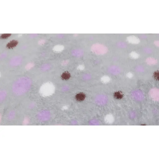 Perna pufoasa de plus cu doua fete  mov cu fundite fata /gri cu buline verso KDEP2MG4040