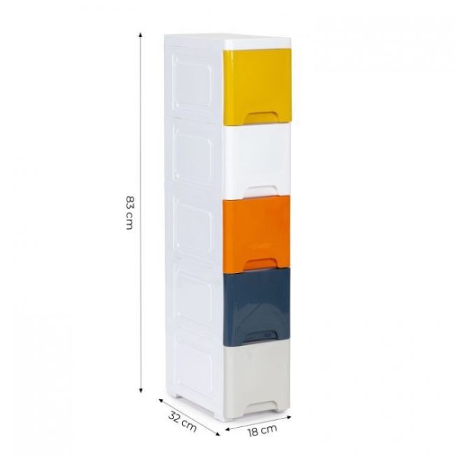 Raft pe roti cu 5 compartimente pentru depozitarea jucariilor modernhome - multicolor edeedipjjcbs0019-05b