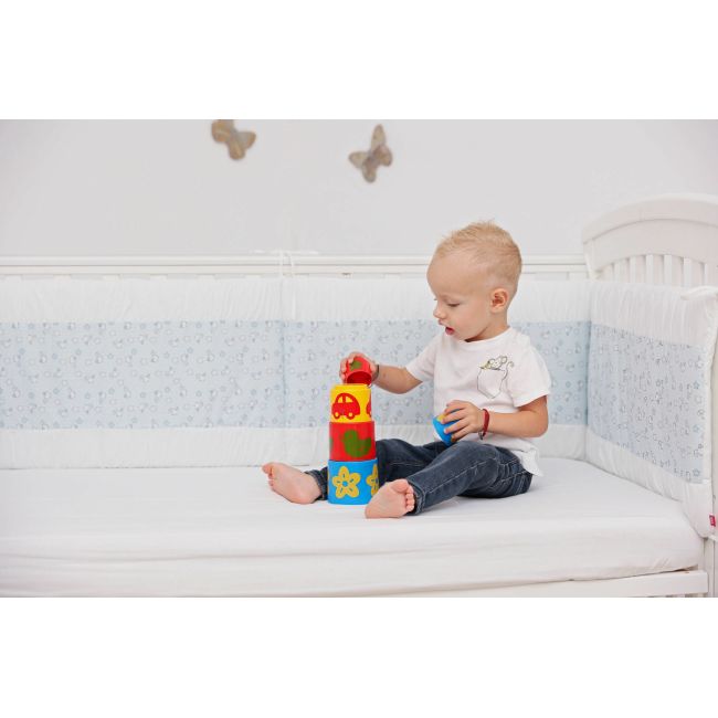 Set protectii patut  Blue Ducks, din bumbac, 50x100 cm KDE20NBBLDKBABY