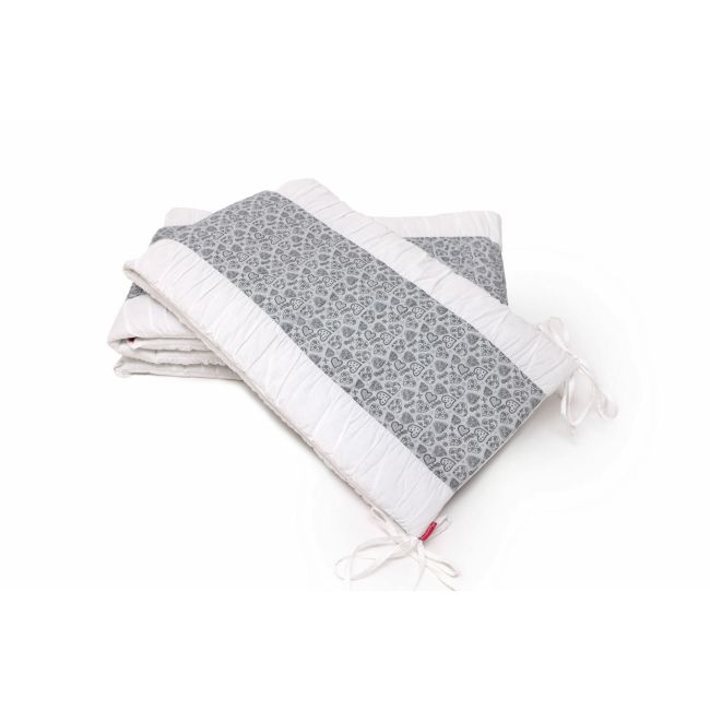 Set protectii patut Gray Hearts, din bumbac, 63x127 cm KDE35NBGRAH63127
