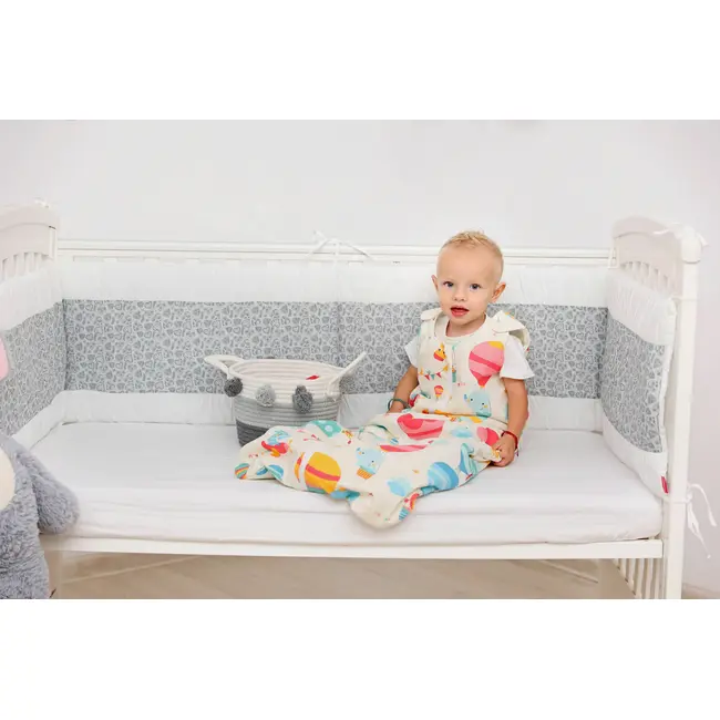 Set protectii patut Gray Hearts, din bumbac, 63x127 cm KDE35NBGRAH63127