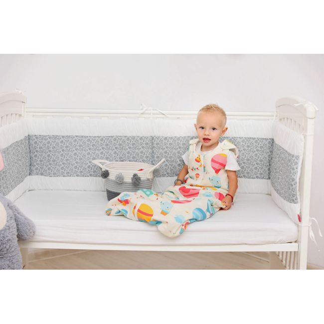 Set protectii patut Gray Hearts, din bumbac, 70x120 cm KDE35NBGRAH70120