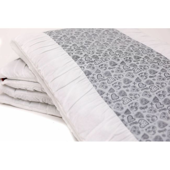Set protectii patut Gray Hearts, din bumbac, 70x140 cm KDE35NBGRAH70140