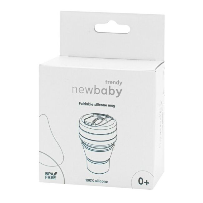Canuta pliabila, New Baby, Poate fi agatata la carucior, rucsac sau geanta, Perfecta pentru calatorii, Din silicon, Fara BPA, Capacitate 350 ml, Grey BYN56996