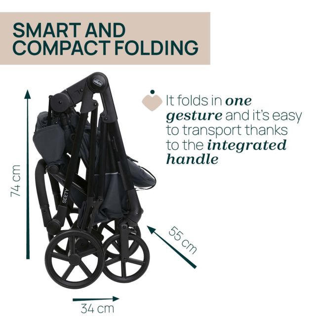 Carucior copii 3 in 1 Chicco Seety, Kory Plus I-Size 87146, BostonGrey (Gri), 0luni+ CHC8709753+8709853+8714645-8