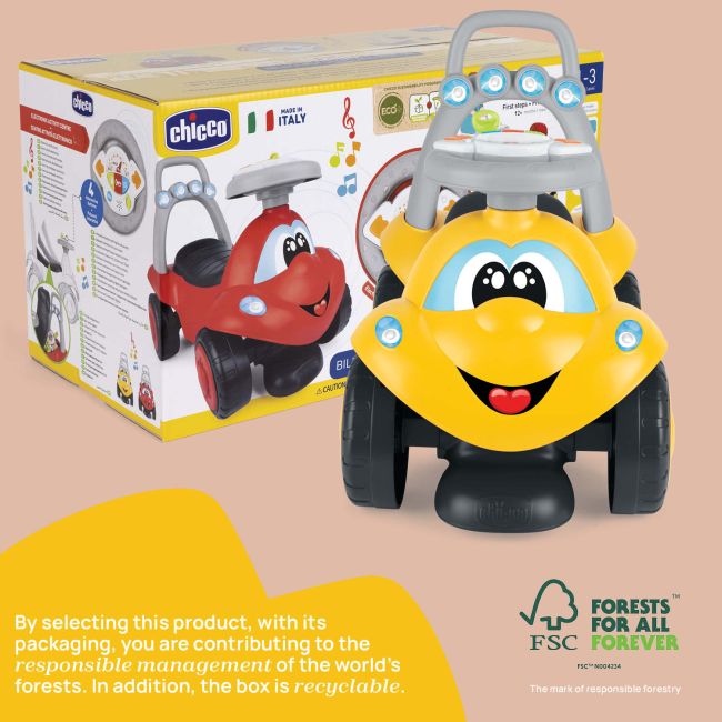 Masinuta copii Chicco Billy Walk and Ride 2 in 1, Galben, 12-36luni+ CHC1121140-1