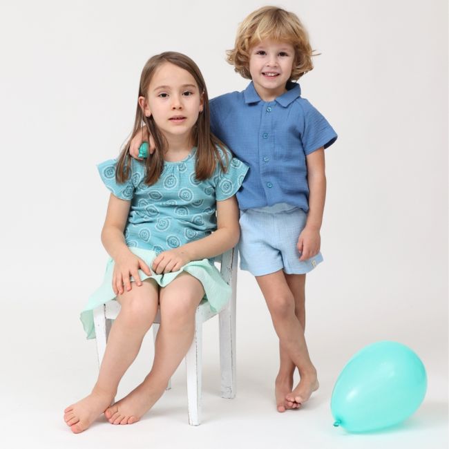 Pantaloni scurti de vara pentru copii, din muselina, Bluebird, 4-5 ani KDEPSVCM45BLUEBIRD