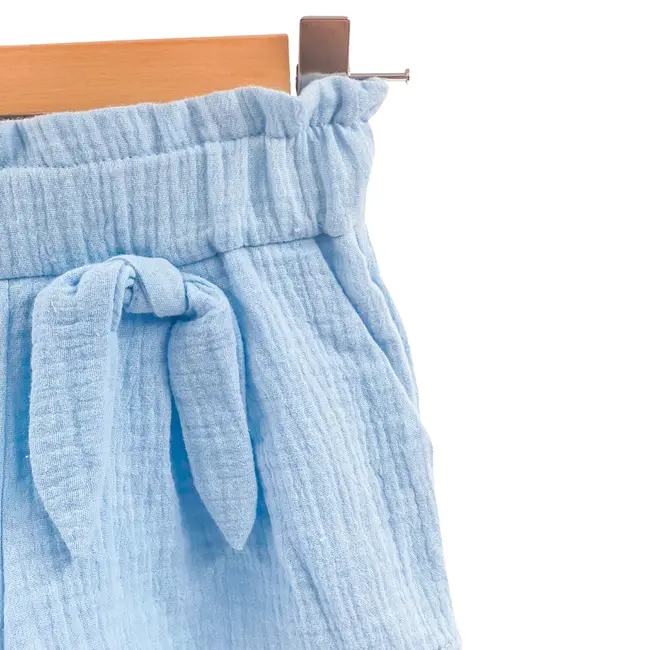 Pantaloni scurti pentru copii, din muselina, cu talie lata, Bluebird, 5-6 ani KDEPSVMTL56BLUEBIRD