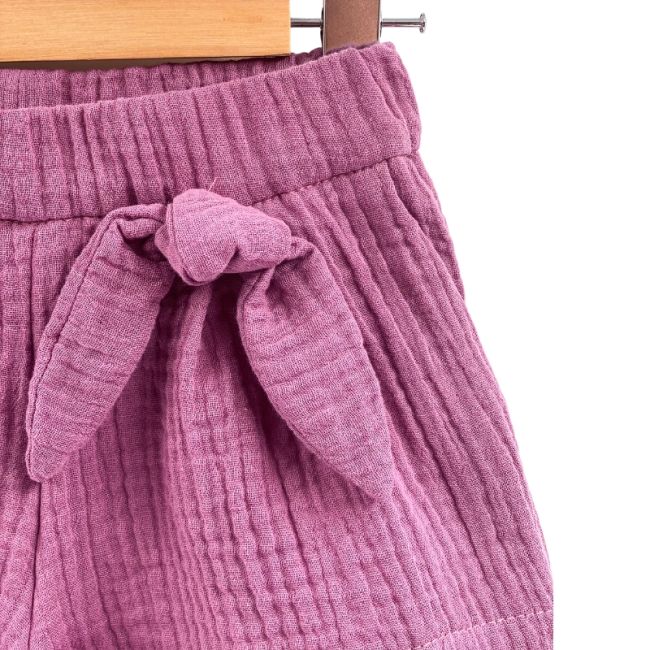 Pantaloni scurti pentru copii, din muselina, cu talie lata, Lavender, 3-4 ani KDEPSVMTL34LAVENDER