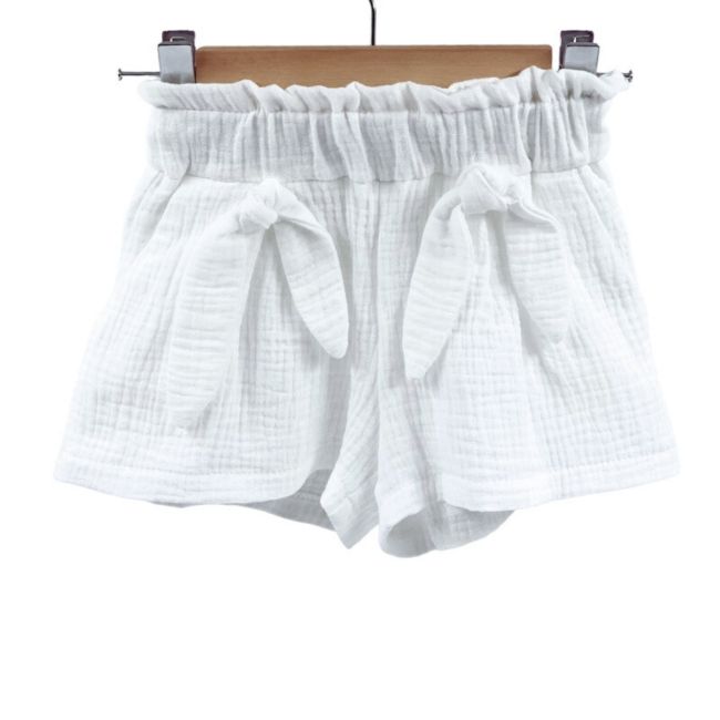 Pantaloni scurti pentru copii, din muselina, cu talie lata, Pearl, 3-4 ani KDEPSVMTL34PEARL
