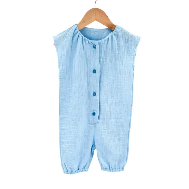 Salopeta scurta de vara pentru copii, din muselina, Bluebird, 12-24 luni KDESVM1224BLUEBIRD