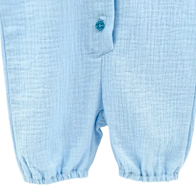 Salopeta scurta de vara pentru copii, din muselina, Bluebird, 12-24 luni KDESVM1224BLUEBIRD