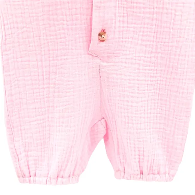 Salopeta scurta de vara pentru copii, din muselina, Magic Pink, 2-3 ani KDESVM23MPINK