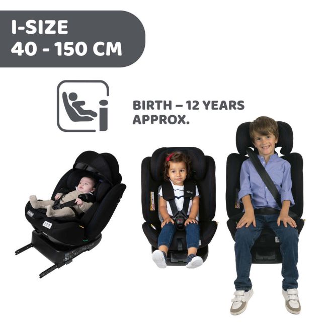 Scaun auto rotativ Chicco Unico EVO i-Size, BlackAir (Negru), de la nastere pana la 12 ani (40-150 cm) CHC8703172-8