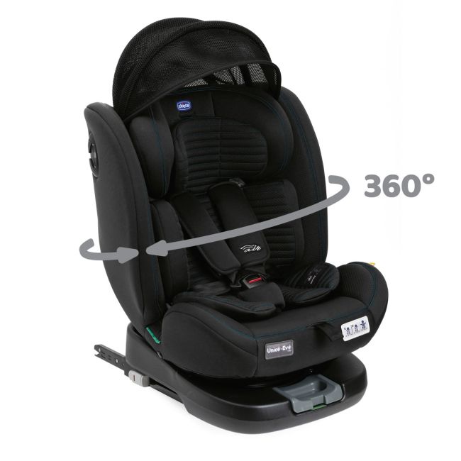 Scaun auto rotativ Chicco Unico EVO i-Size, BlackAir (Negru), de la nastere pana la 12 ani (40-150 cm) CHC8703172-8