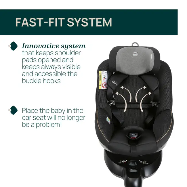 Scaun auto rotativ cu baza isofix Chicco Seat 105 i-Size, Posh Black, 40-105cm, de la nastere pana la 4 ani CHC8711433-8