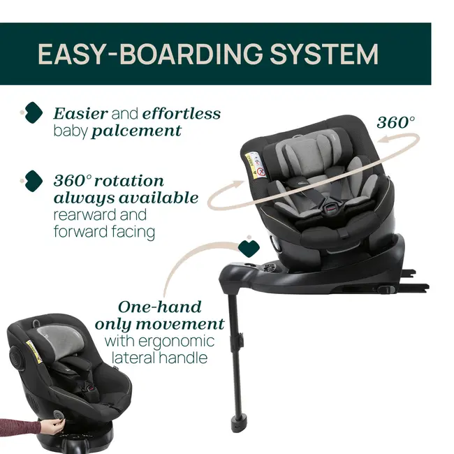 Scaun auto rotativ cu baza isofix Chicco Seat 105 i-Size, Posh Black, 40-105cm, de la nastere pana la 4 ani CHC8711433-8