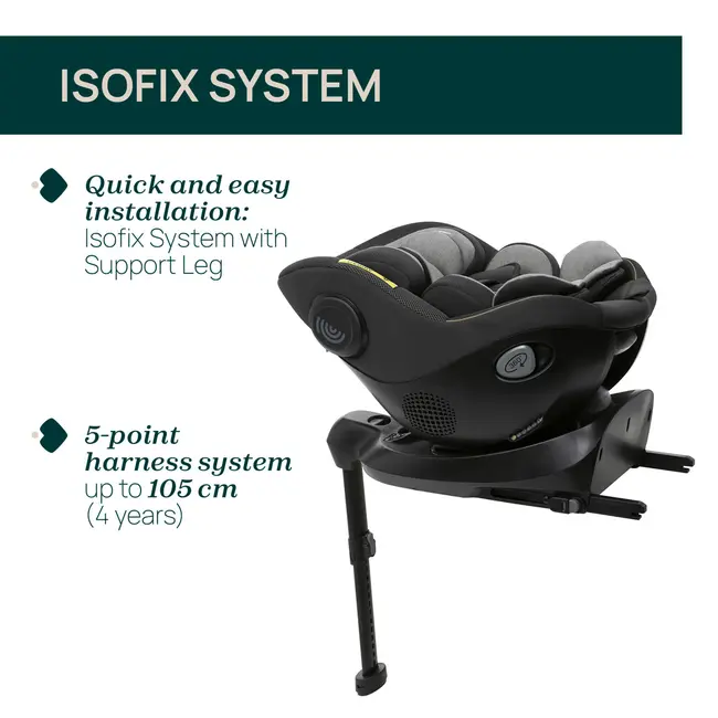 Scaun auto rotativ cu baza isofix Chicco Seat 105 i-Size, Posh Black, 40-105cm, de la nastere pana la 4 ani CHC8711433-8