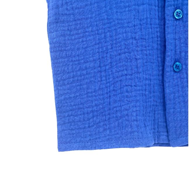Camasa cu nasturi de vara pentru copii, din muselina, Deep Blue, 98-104 cm (3-4 ani) KDECNVCM34DBLUE