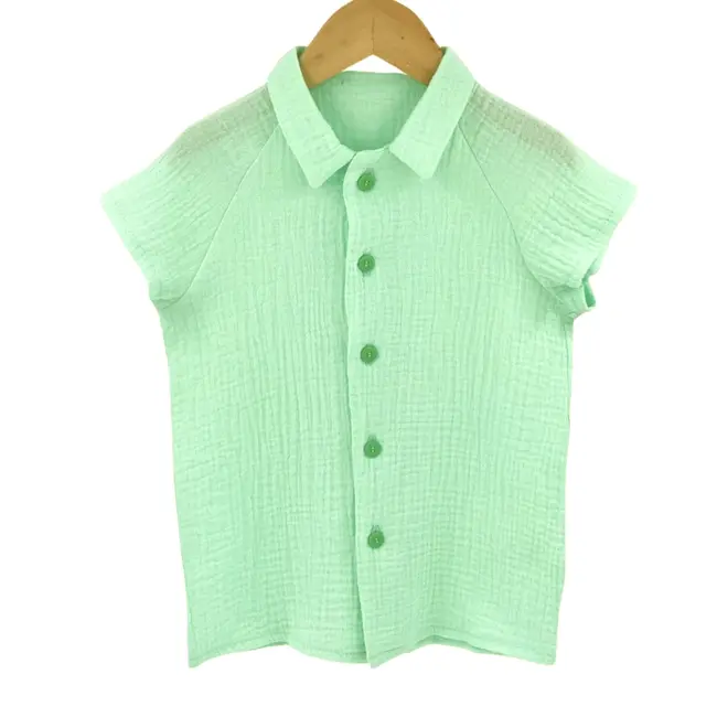 Camasa cu nasturi de vara pentru copii, din muselina, Minty, 110-116 cm (5-6 ani) KDEPSVCM56MINT