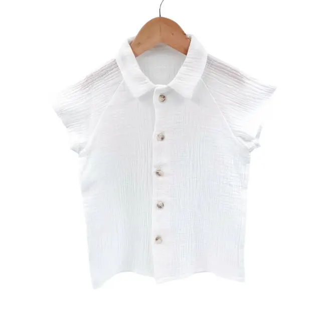 Camasa cu nasturi de vara pentru copii, din muselina, Pearl, 116-122 cm (6-7 ani) KDECNVCM67PEARL