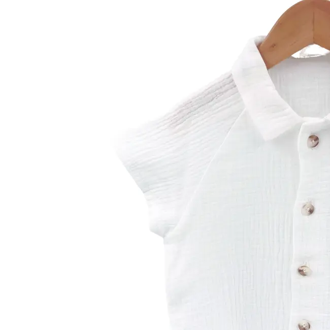 Camasa cu nasturi de vara pentru copii, din muselina, Pearl, 116-122 cm (6-7 ani) KDECNVCM67PEARL