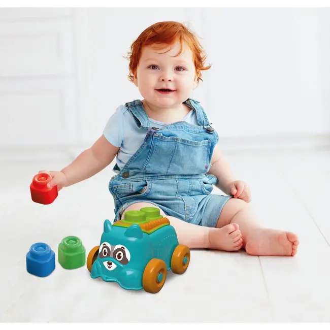 Clementoni - Jucarie educationala Soft Clemmy catel albastru cu cuburi moi ARTCL17488