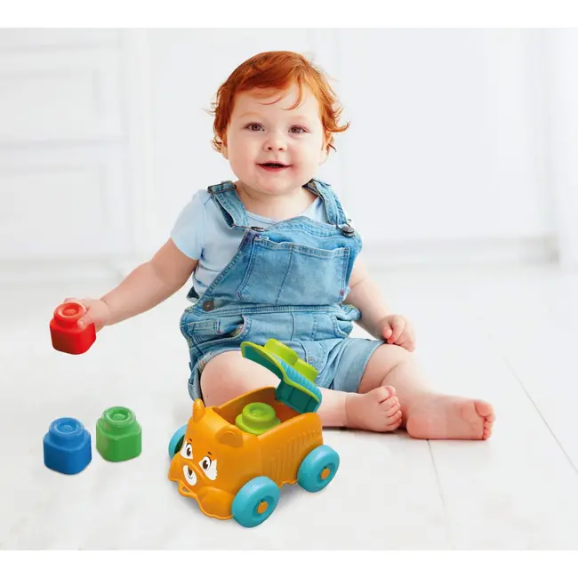 Clementoni - Jucarie educationala Soft Clemmy catel portocaliu cu cuburi moi ARTCL17487