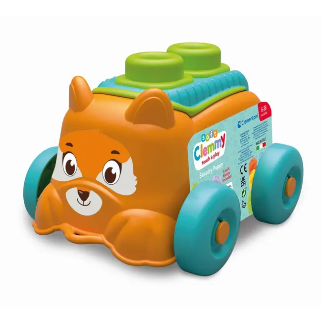 Clementoni - Jucarie educationala Soft Clemmy catel portocaliu cu cuburi moi ARTCL17487