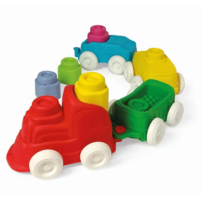 Clementoni - Jucarie educationala Soft Clemmy tren senzorial pentru dezvoltarea senzoriala si motorie a copiilor ARTCL17961