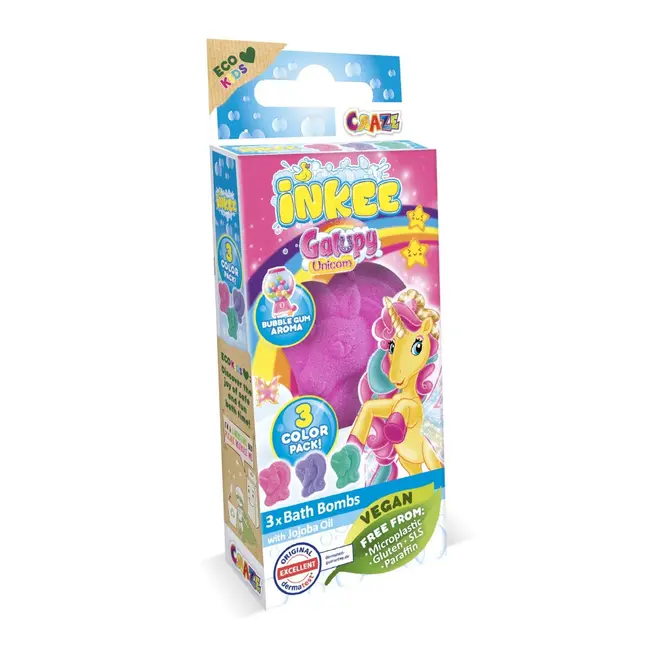 Craze - Bombe de baie Inkee 3 buc asortate in forma de unicorn ARTCRZ55113