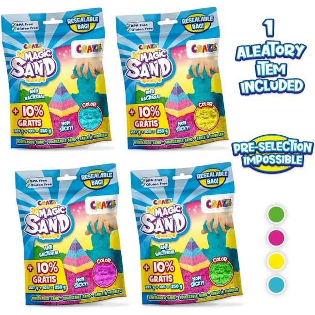 Craze - Nisip kinetic in punguta resigilabila 250 g culori asortate ARTCRZ41215