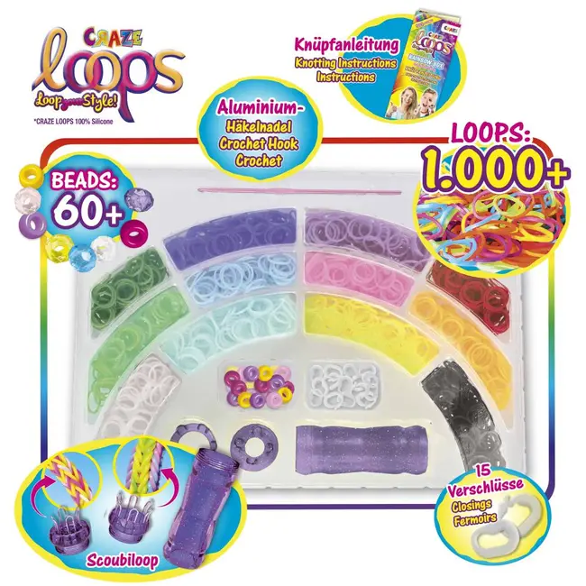 Craze - Set de creatie cu 1000 de elastice pentru confectionare bijuterii ARTCRZ59661