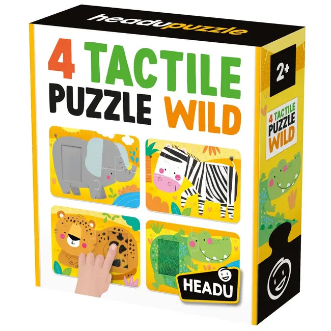 Headu - 4 Puzzleuri tactile animale din salbaticie cu piese mari pentru copiii de peste 2 ani ARTHE59070
