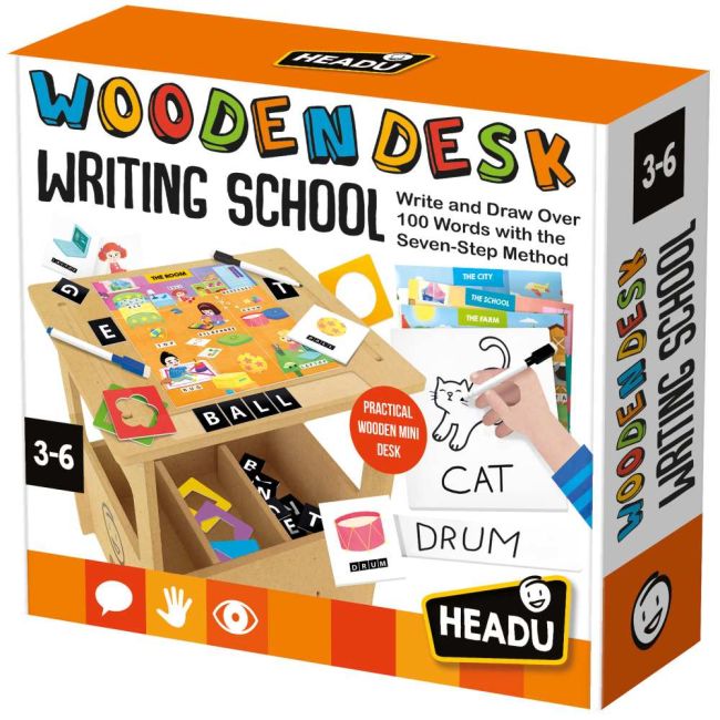Headu - Birou din lemn cu diverse activitati educative de a scrie si desena 3-6 ani ARTHE60575
