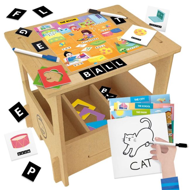 Headu - Birou din lemn cu diverse activitati educative de a scrie si desena 3-6 ani ARTHE60575