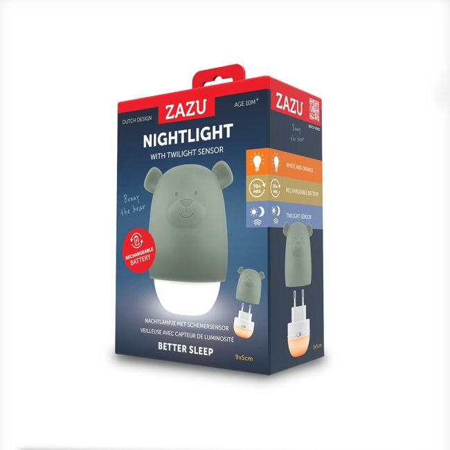 Lampa de veghe cu senzor de lumina Benny the Bear, Zazu Kids , Verde TNAZA-BENNY-02