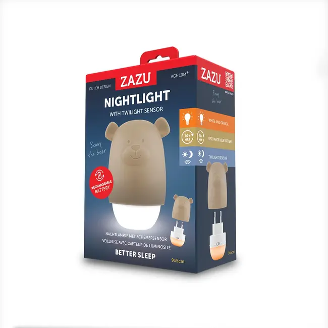 Lampa de veghe cu senzor de lumina Benny the Bear, Zazu Kids, Bej TNAZA-BENNY-01