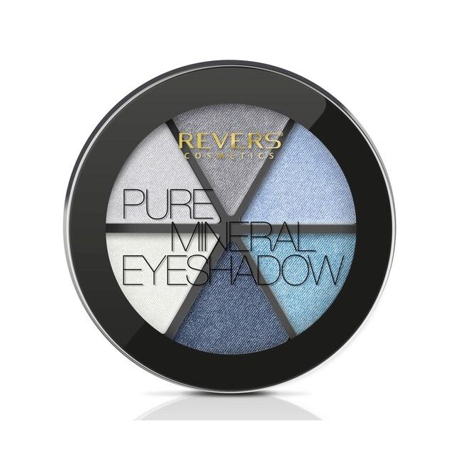 Paleta fard de pleoape 6 culori Pure Velvet Pearl, Revers, 01P, albastru